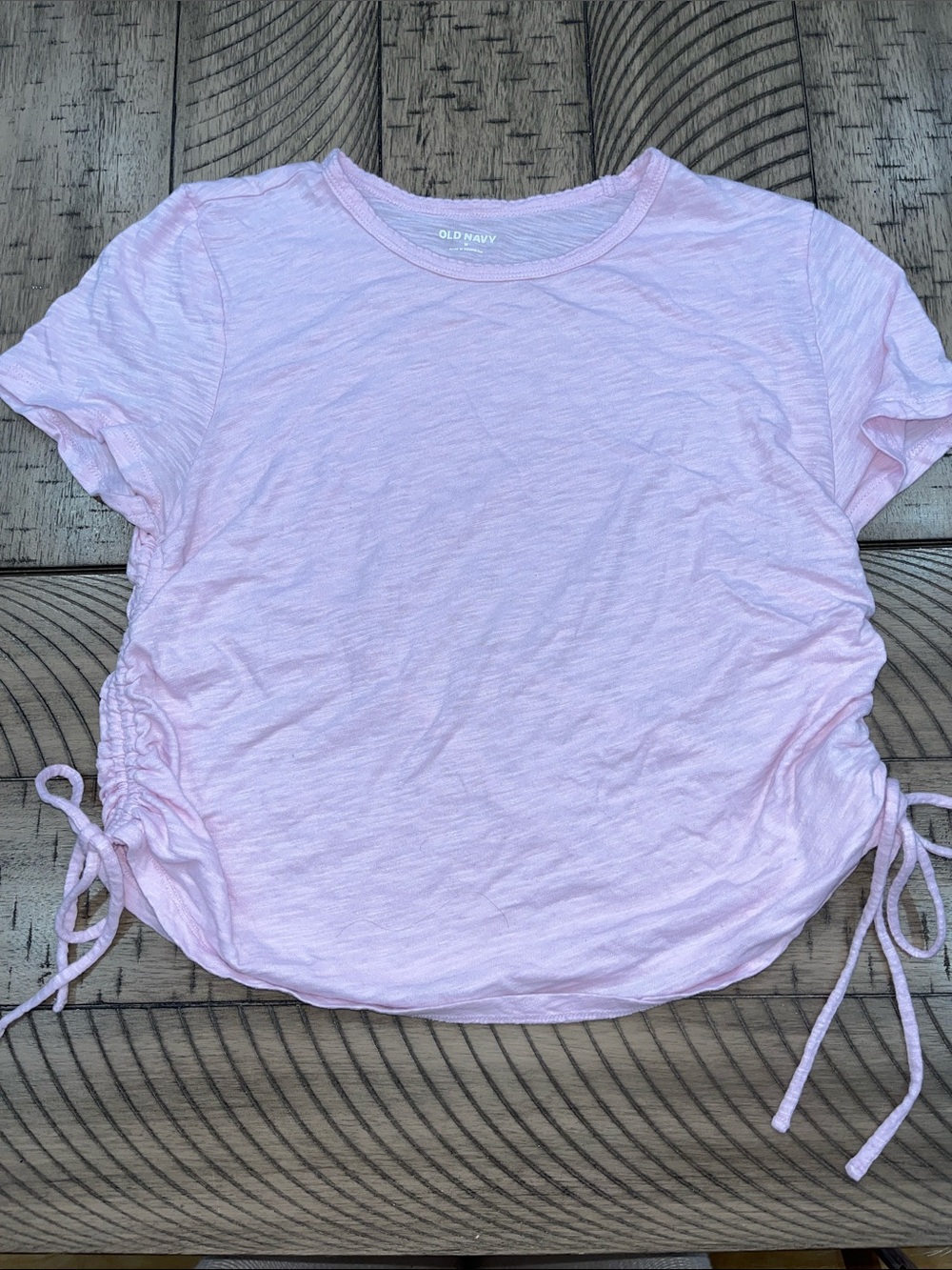 Old Navy Medium Pale Pink Side-Tie Short Sleeve Crop Top